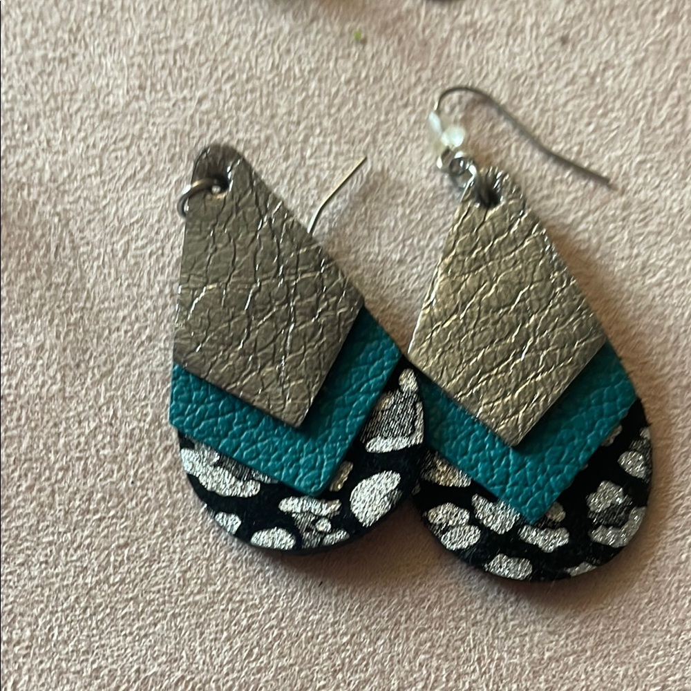 Silver and Blue Layered Dangle Earrings